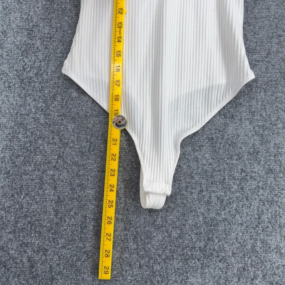 Free People Ribbed Racerback Thong Bodysuit White XS‎